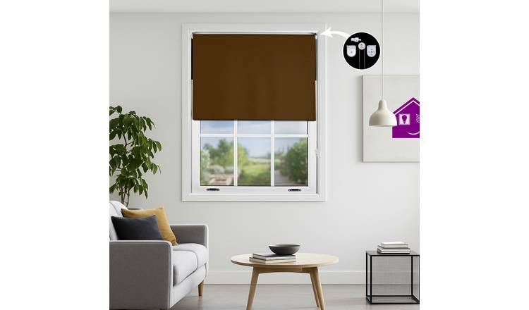 Furnished Brown Blackout Roller Blind with Metal Fittings - 60 x 165cm