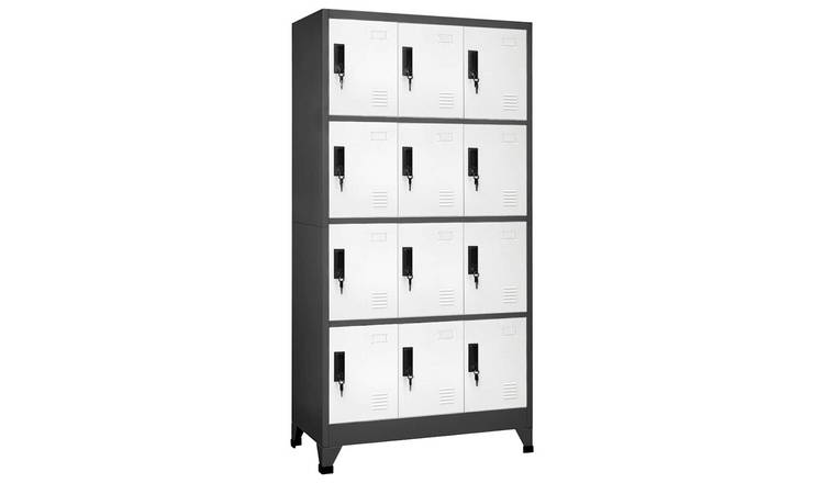 Walplus Steel 12 Door Locker Cabinet - Grey and White - 90 x 45 x 180 cm