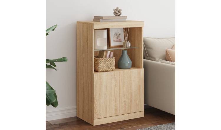 Walplus LED Engineered Wood Sideboard - Sonoma Oak - 60.5 x 37 x 100 cm