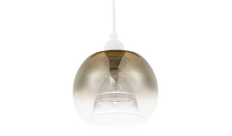 Happy Homewares Polished Gold and Clear Glass Circular Pendant Shade - 16cm
