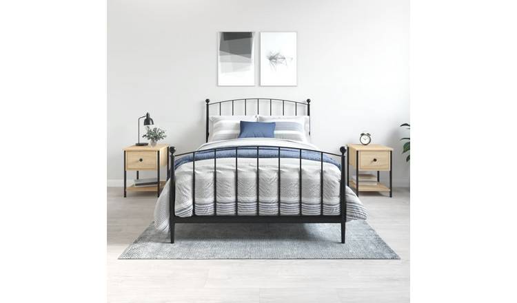 Walplus Pack of 2 Engineered Wood Bedside Table - Light Oak - 34 x 35.5 x 45 cm