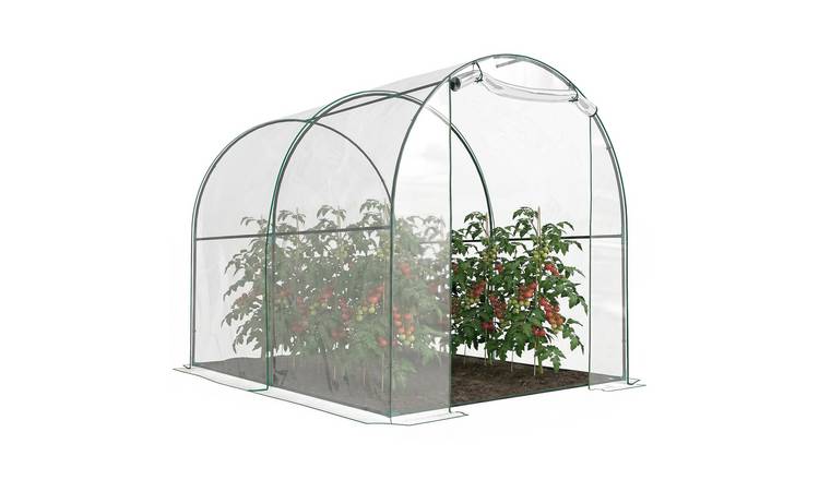 Outsunny Steel Tunnel Greenhouse with Roll Up Door - Clear