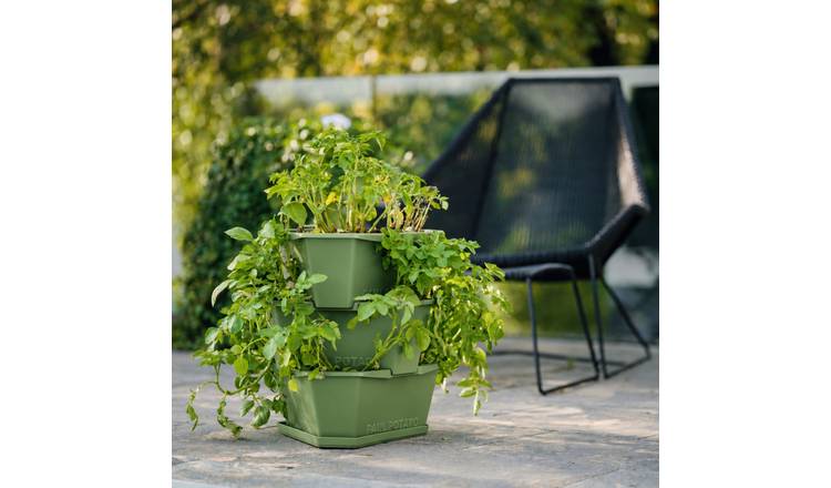 Gusta Garden Paul Potato 3-Tier Stackable Growing Tower for Balcony - Green
