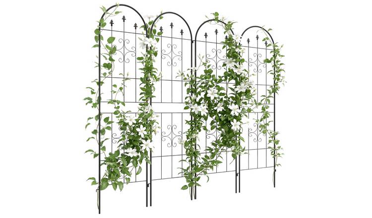 Outsunny Set of 4 Arrow Desig Metal Garden Trellis - Black