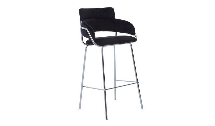 Orsina Tamzin Velvet Bar Chair – Black & Chrome