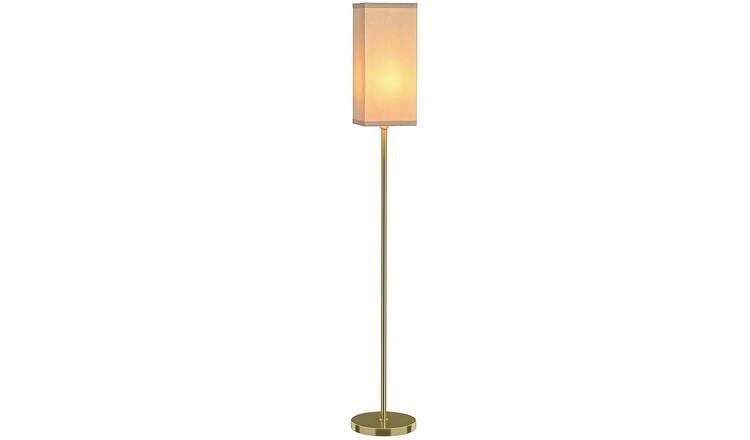 HOMCOM Floor Lamp with Linen Shade and Foot Switch - Gold Tone