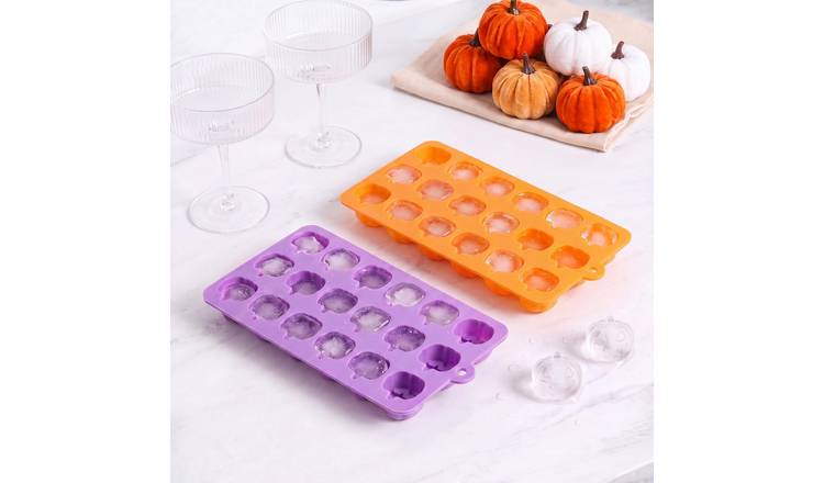 OHS 2 Pack Pumpkin Ice Tray - Orange/Purple