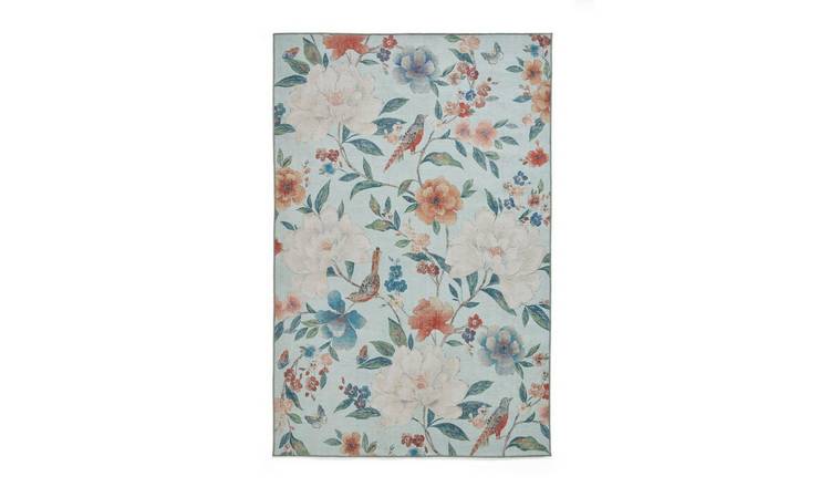 Mega Flooring Blue Modern Floral Rug - 61 x 170cm