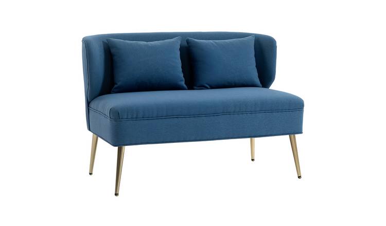 HOMCOM 2 Seater Fabric Sofa with Wing Back - Blue
