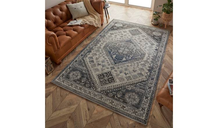 Mega Flooring Blue Traditional Bordered Rug - 120 x 170cm