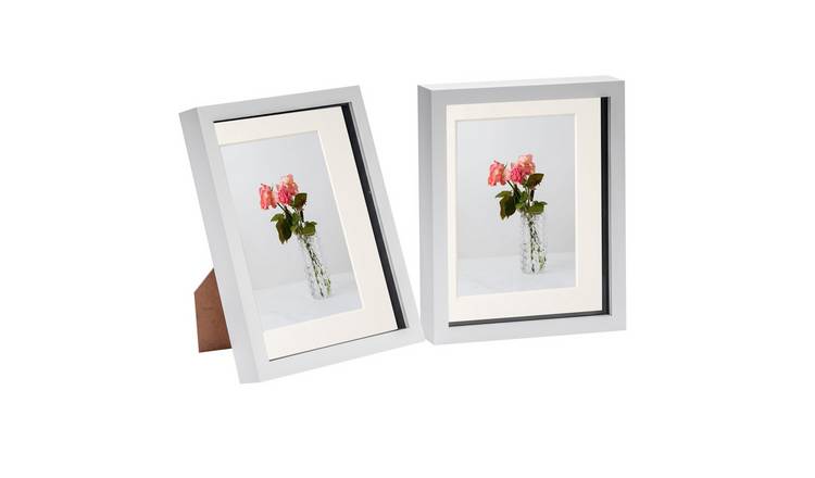 Nicola Spring 3D Box Photo Frames - 8 x 10" with Mount - Set of 2 - White