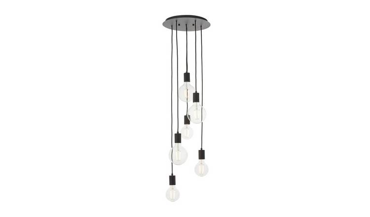 Loops Direct 34cm Diameter Steel Ceiling Pendant Light - Matt Black