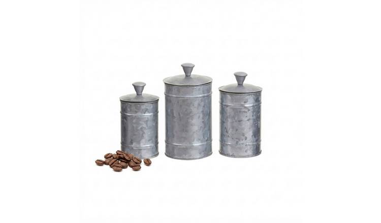 Orsina Drummond Set Of 3 Galvanised Steel Canisters