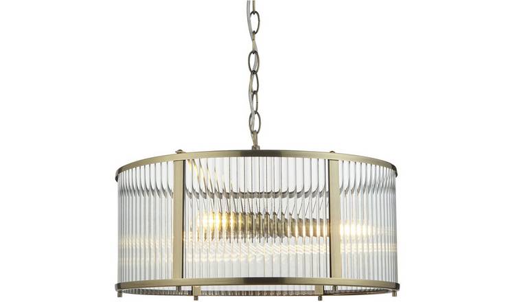 Loops Direct Steel Glass Pendant Light - Antique Brass