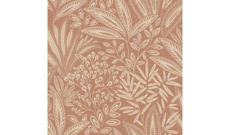 Crown Sahara Leaf Wallpaper - Burnt Orange