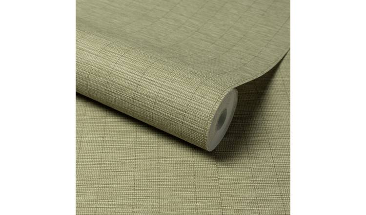 Grandeco Stitched Bamboo Grasscloth Textured Wallpaper - Green