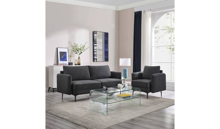 Furniture Online Sofia Linen 1+3 Seater Sofa Set - Grey