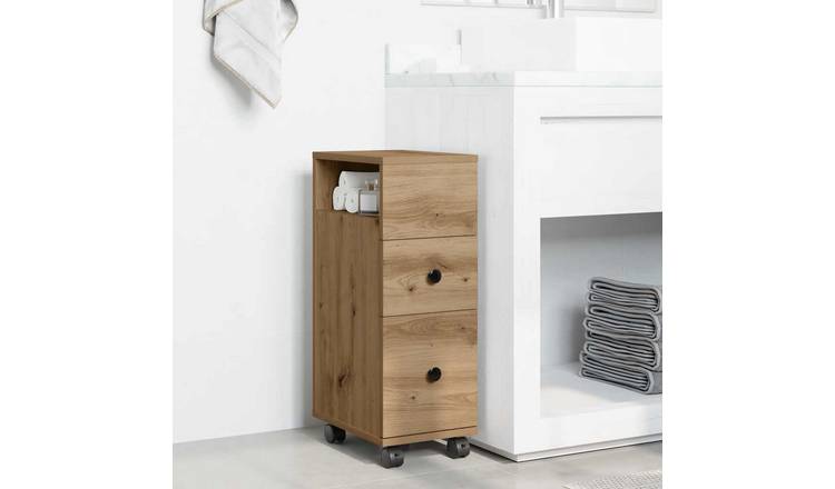 Walplus Engineered Wood Bathroom Cabinet - Oak - 23 x 33 x 65 cm