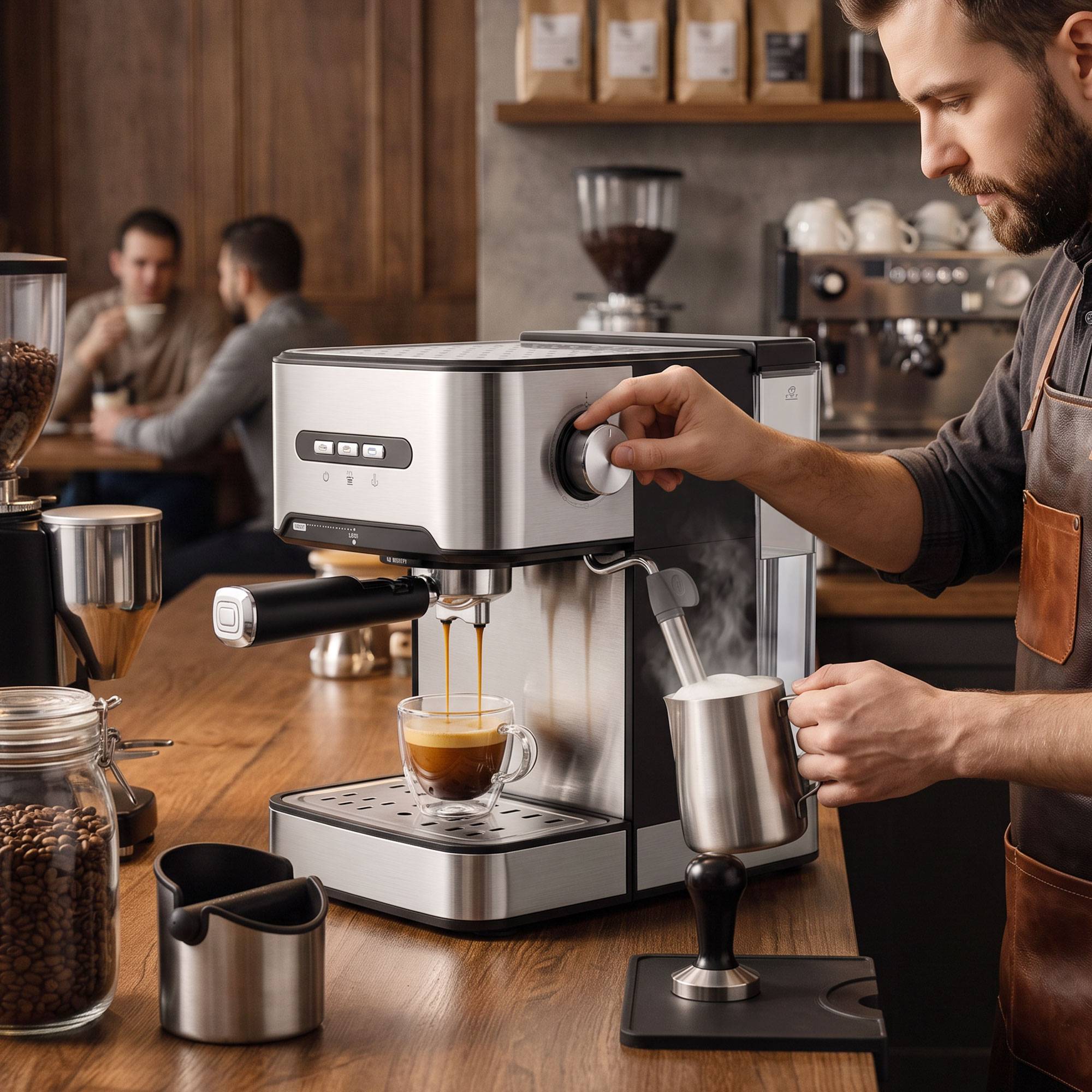 HOMCOM 850W Semi Automatic 20 Bar Coffee Machine - Black and Silver - Image 5