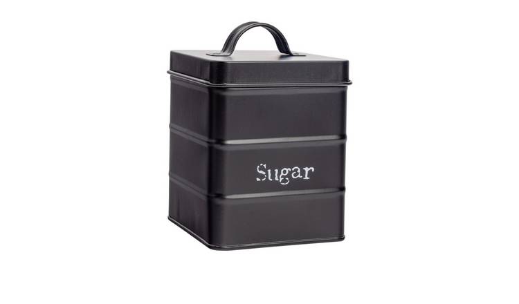 Harbour Housewares Vintage Metal Kitchen Sugar Canister - Black