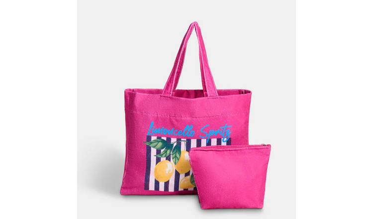 OHS Limoncello Spritz Towelling Beach Bag & Pouch - Pink