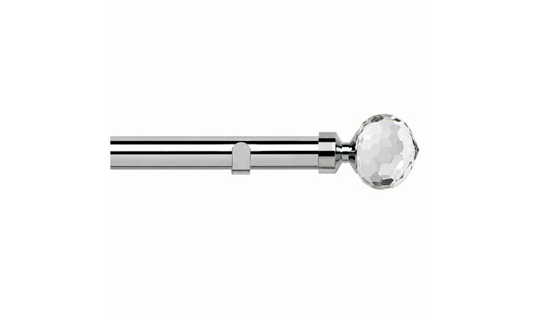 New Edge Blinds 28mm Chrome Crystal Fixed Eyelet Curtain Pole - 160cm
