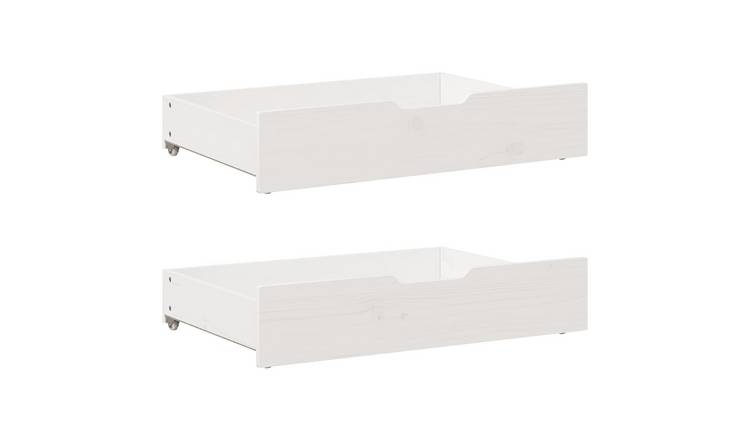 Walplus Pack of 2 Wood Under-Bed Drawers - White - 80 x 55 x 17 cm