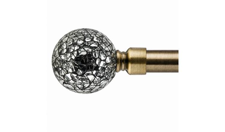 New Edge Blinds 16-19mm Brass Glass Eyelet Curtain Pole - 160cm - 300cm