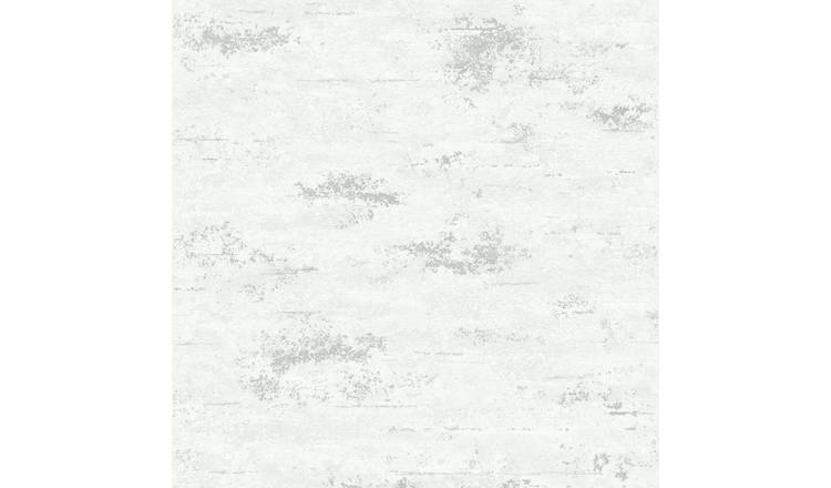 Grandeco On The Rocks Concrete Stone Textured Wallpaper - White Silver
