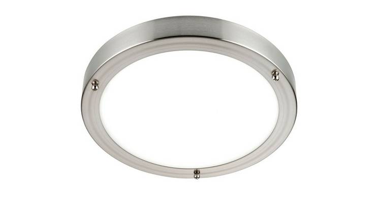Loops Direct Portico Steel and Glass Bathroom Ceiling Light - Satin Nickel