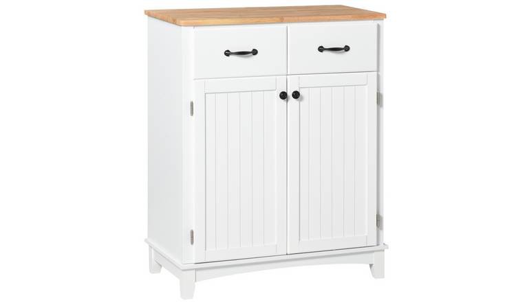 HOMCOM Wooden Modern Storage Cabinet with 2 Drawers - White