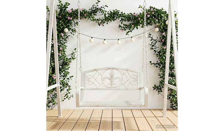 Walplus Steel Swing Bench Antique - Antique White - 71.5 x 59 x 55 cm