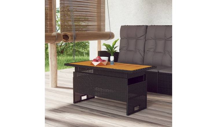 Walplus Poly Rattan Garden Table 100x50x43 - Black - 63 cm