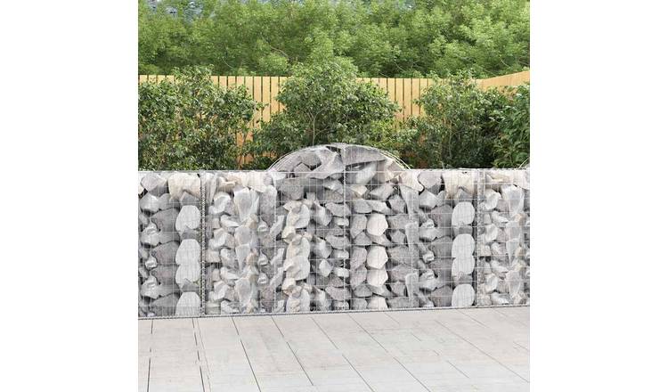 Walplus Pack of 8 Galvanised Iron Gabion Basket - Silver - 200 x 50 x 100-120 cm