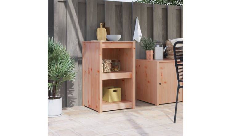 Walplus Solid Pine Wall Shelf with Shelf - Brown Oak - 55 x 55 x 92 cm