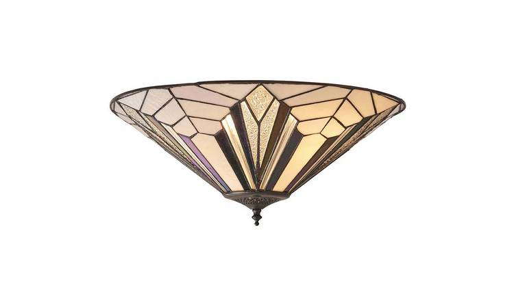 Loops Direct Glass and Steel Semi-Flush Ceiling Light - Dark Bronze
