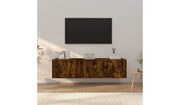 Walplus 3 Piece Engineered Wood TV Cabinet Set - Dark Oak - 80 x 34.5 x 40 cm