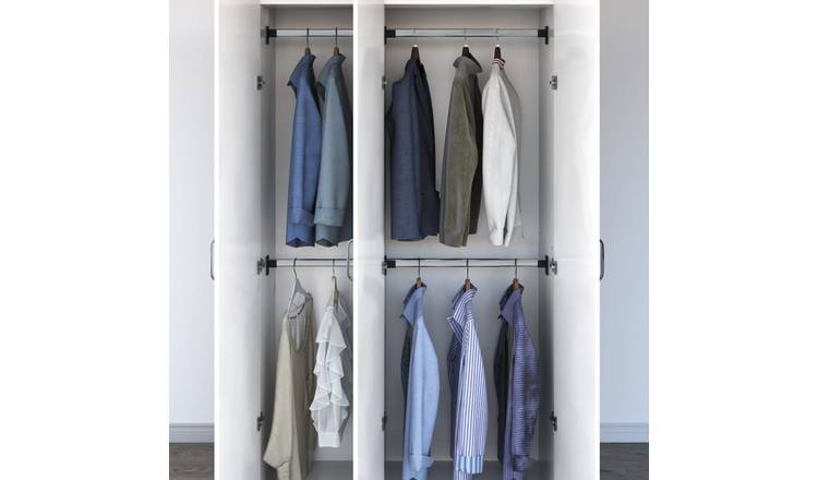 Walplus Pack of 4 Aluminium Telescopic Wardrobe Rails - Silver - 58-100 cm