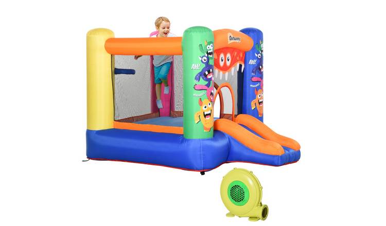 Outsunny 3-in-1 3 to 8 Years Slide Inflatable Bouncy Castle – Blue
