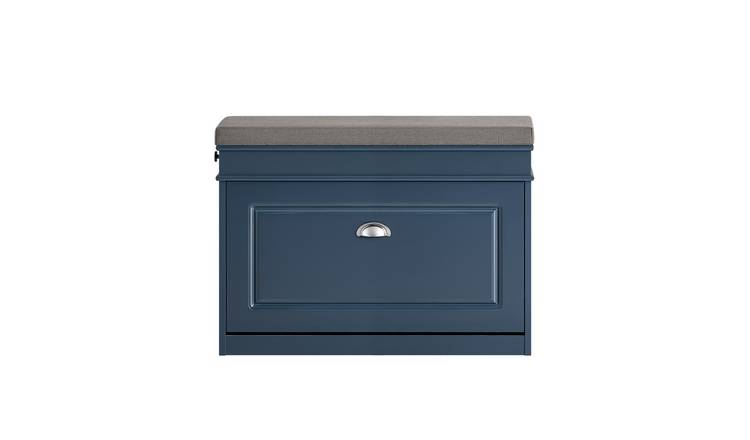 SoBuy 1 Filp Drawer Narrow Shoe Storage Bench - Dark Blue