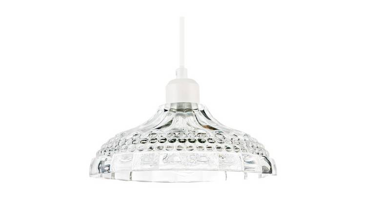 Happy Homewares Clear Textured Glass Dome with Bubble Decor Pendant Shade - 25cm
