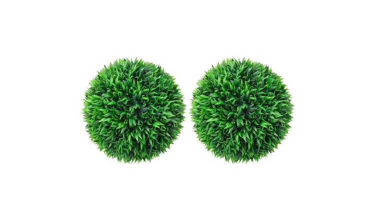 Walplus Pack of 2 Artificial Boxwood Balls - Green - 38 cm