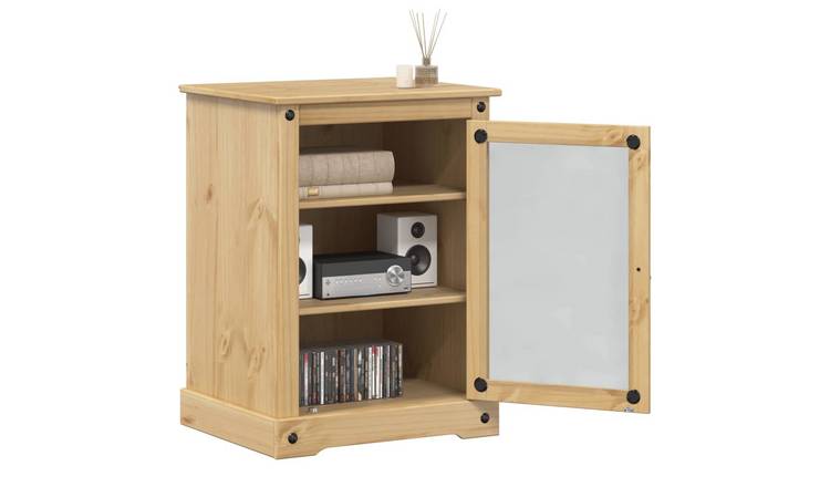 Walplus Corona Solid Pine Wood HiFi Cabinet - Brown - 60 x 50 x 82 cm