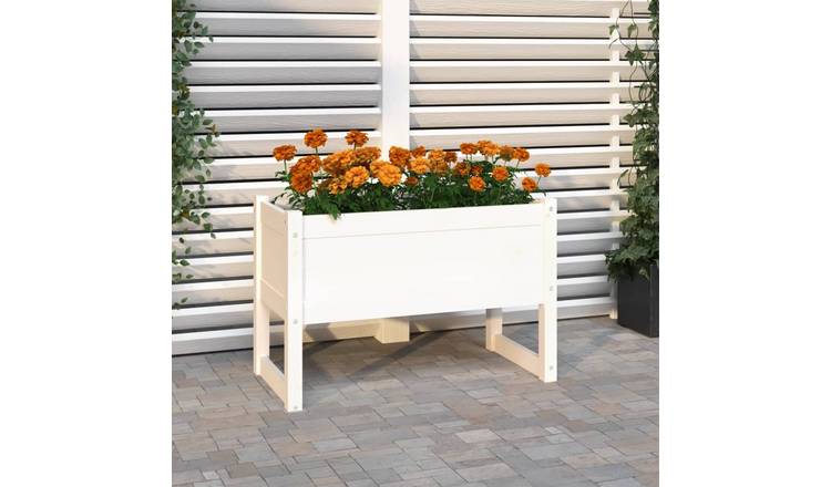 Walplus Wood Garden Planter - White - 78 x 40 x 52 cm