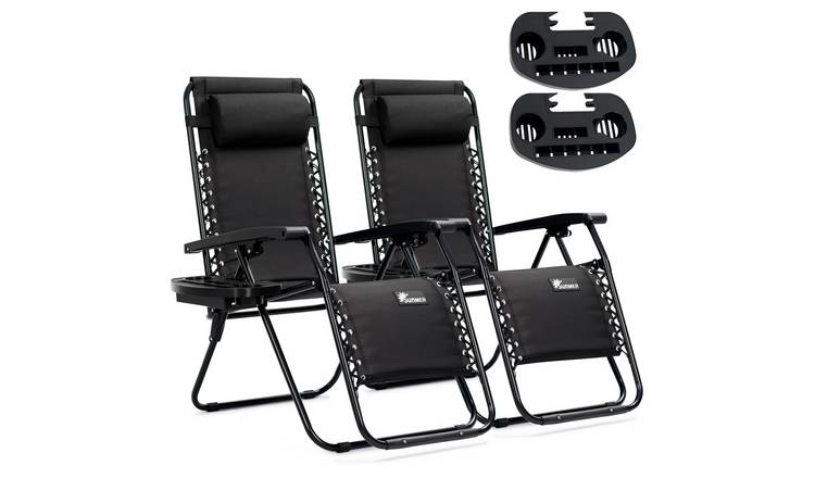 SUNMER Set of 2 Padded Sun Lounger - Black