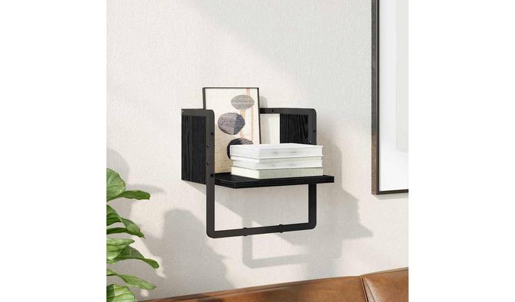 Walplus Engineered Wood Wall Shelf - Dark Oak - 30 x 25 x 30 cm