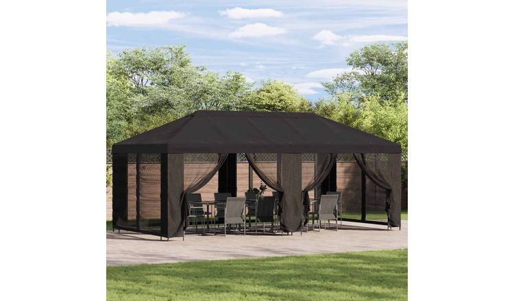 Walplus 6 x 3 m Polyester Steel Garden Gazebo - Anthracite