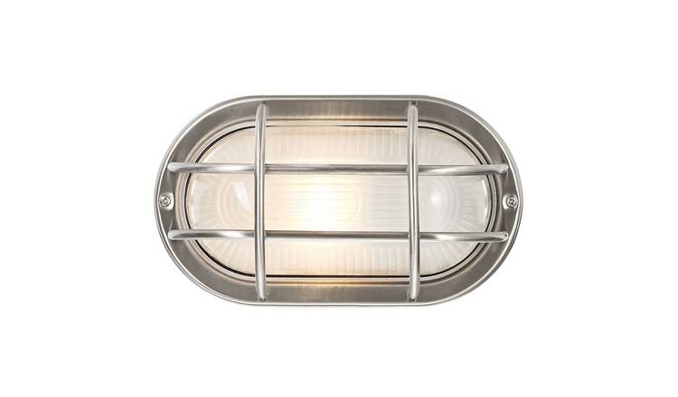 Happy Homewares Stainless Steel Cast Aluminium Oval Outdoor Wall Light - 22cm