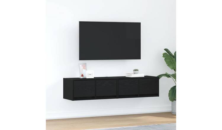Walplus 2 Piece Engineered Wood TV Cabinet - Black Oak - 60 x 31 x 25.5 cm