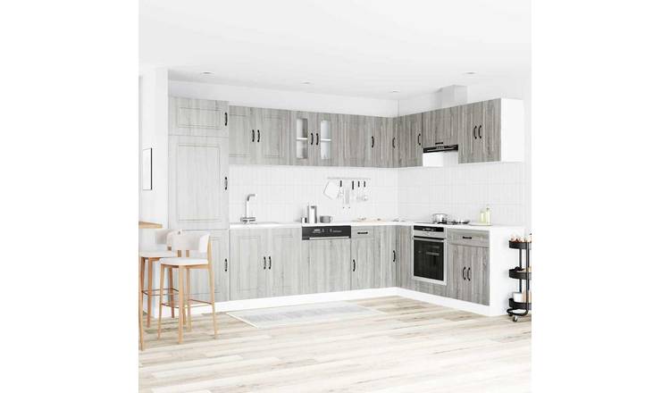 Walplus 2 Door Rectangular Storage Cabinet - Grey Sonoma - 80 x 46 x 81.5 cm